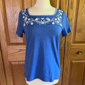 TALBOTS - Embroidered Square Neck Top -- NEW with Tag